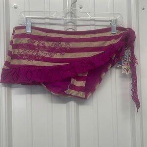 Becca Bikini Bottom Skirt side tie large berry New raspberry